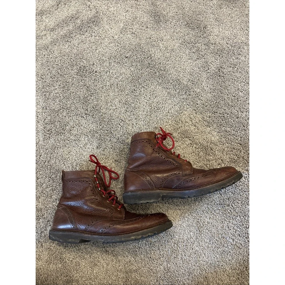Allen Edmonds 'Long Branch' Brown Wingtip Ankle Boots USA Vibram 6021 Size 10.5